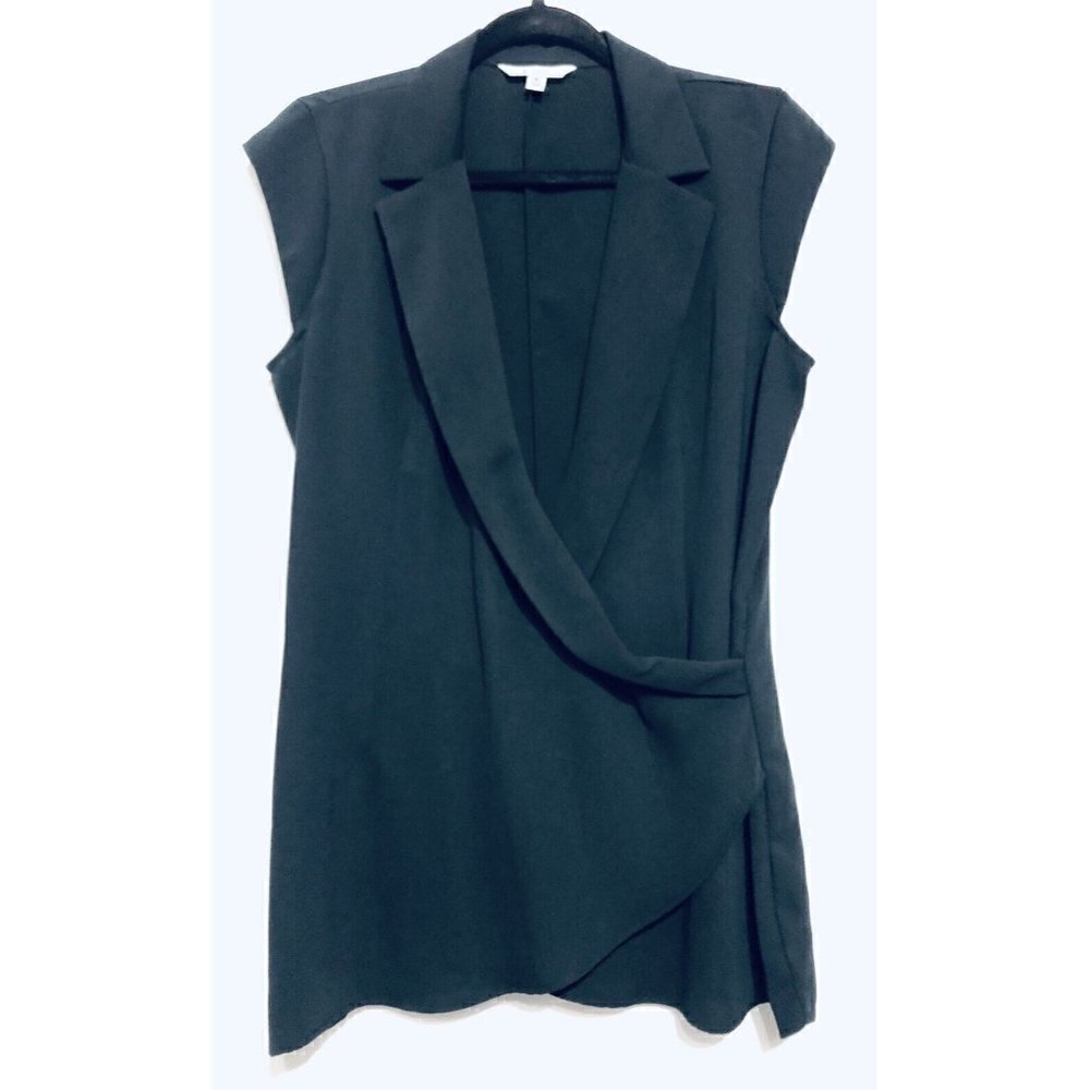 Cabi Womens Small Black Origami Crossover Tunic Top Sleeveless Style 757